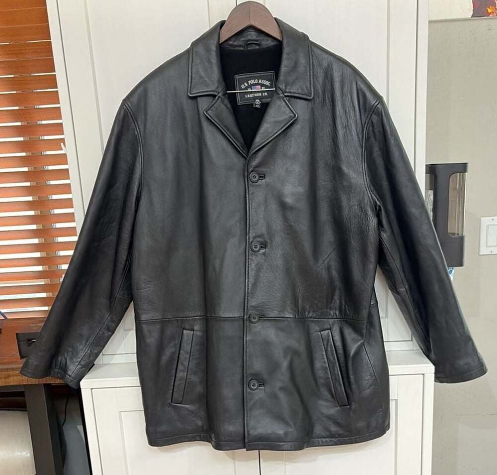 U.S. Polo Assn. Leather Co. Men's Black Leather Jacket Blazer XL
